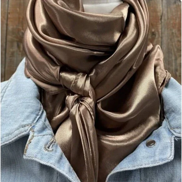 Wild Rag Scarf Solid Tan 35" X 35" Western Cowgirl - Picture 1 of 2